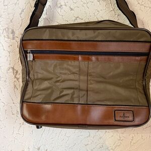 Olive and Brown Men's Messenger Bag